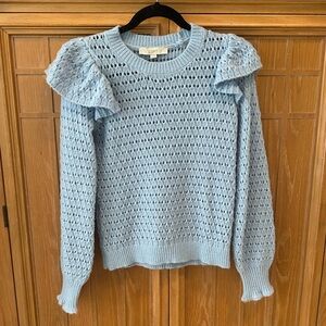NEW! Lily Pulitzer Puff Ruffle Sleeve Style LOFT Women's Blue Knit Sweater XS